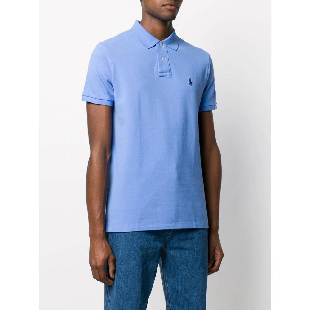 Polo Ralph Lauren Lichtblauw Geborduurd Logo Poloshirt Blue Heren
