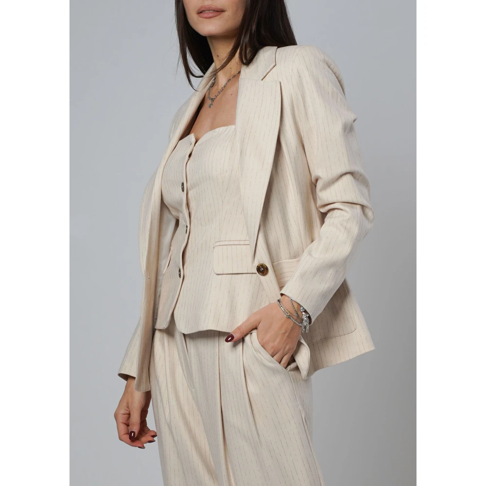 H2O Gestreepte Witte Jas Beige Dames