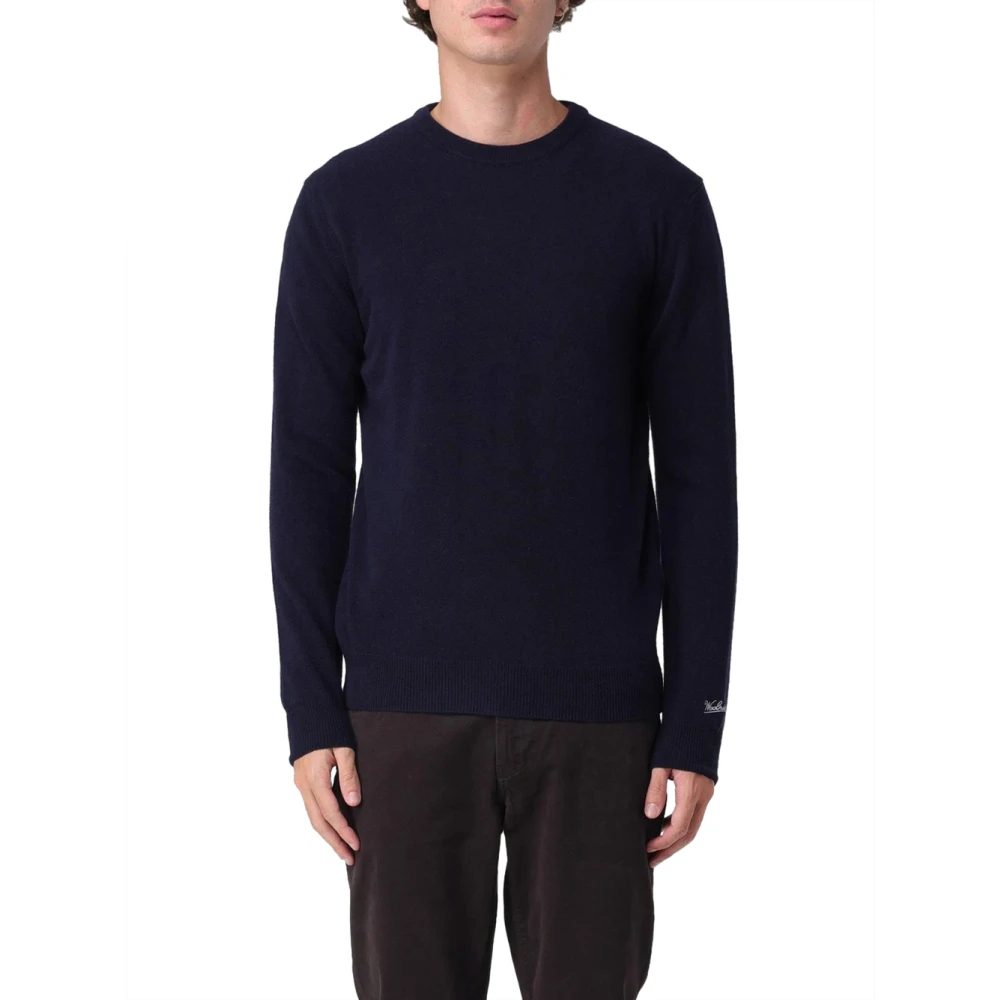 Woolrich Klassieke Crewneck Lamswol Trui Blue Heren