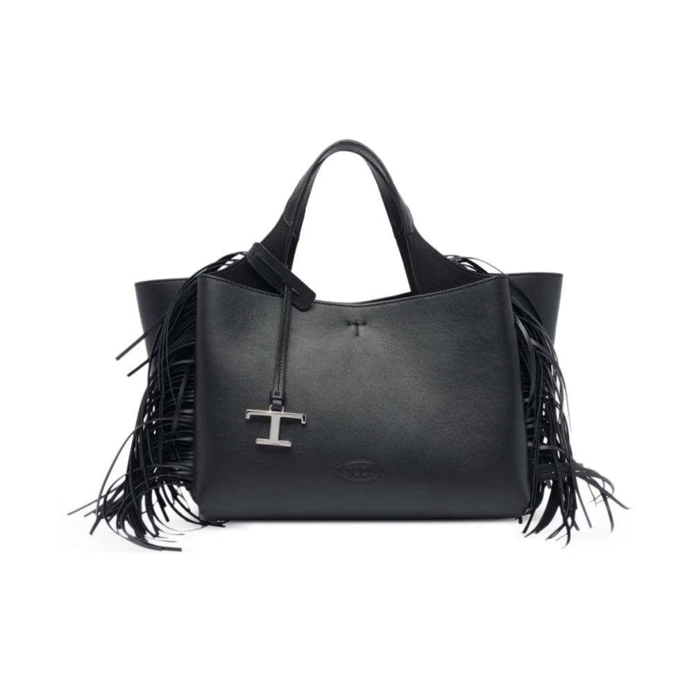TOD'S Zwarte Karabijnhaak Tassen met Logohanger Black Dames