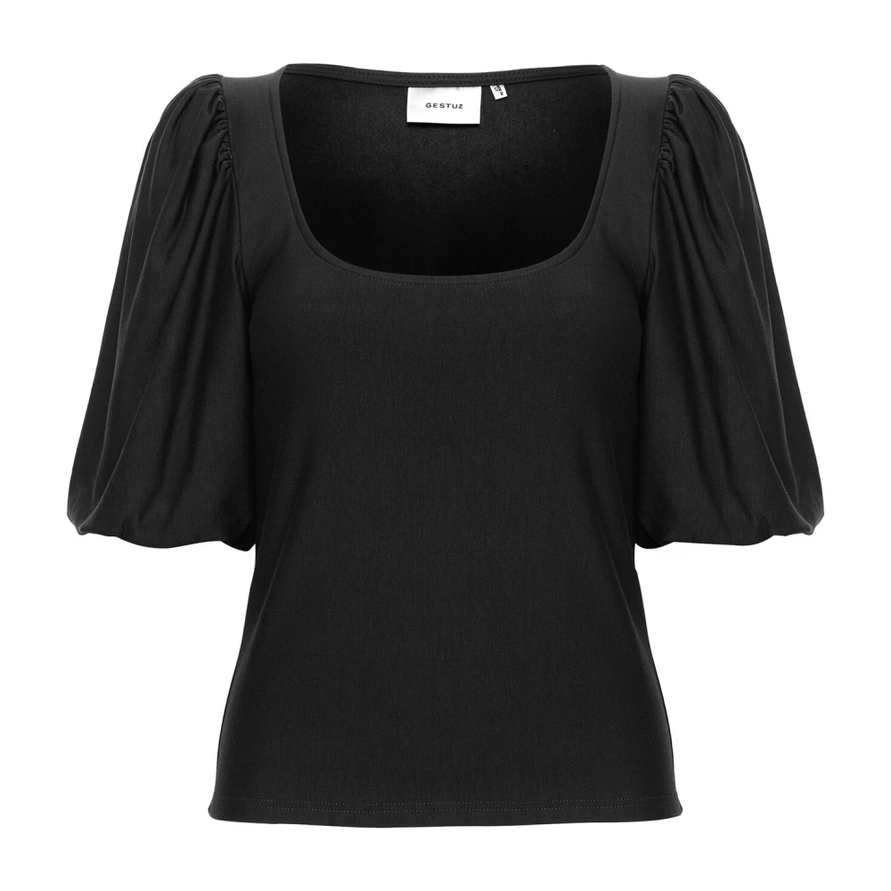 Gestuz Ballon Top Zwart Vrouwelijke Pofmouw Black Dames