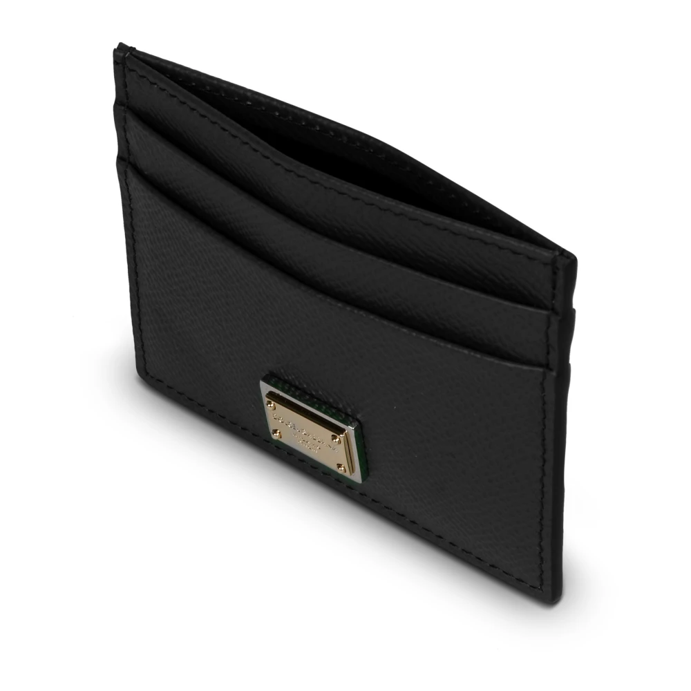 Dolce & Gabbana Logo-Plaque Kaarthouder met korrelige textuur Black Dames