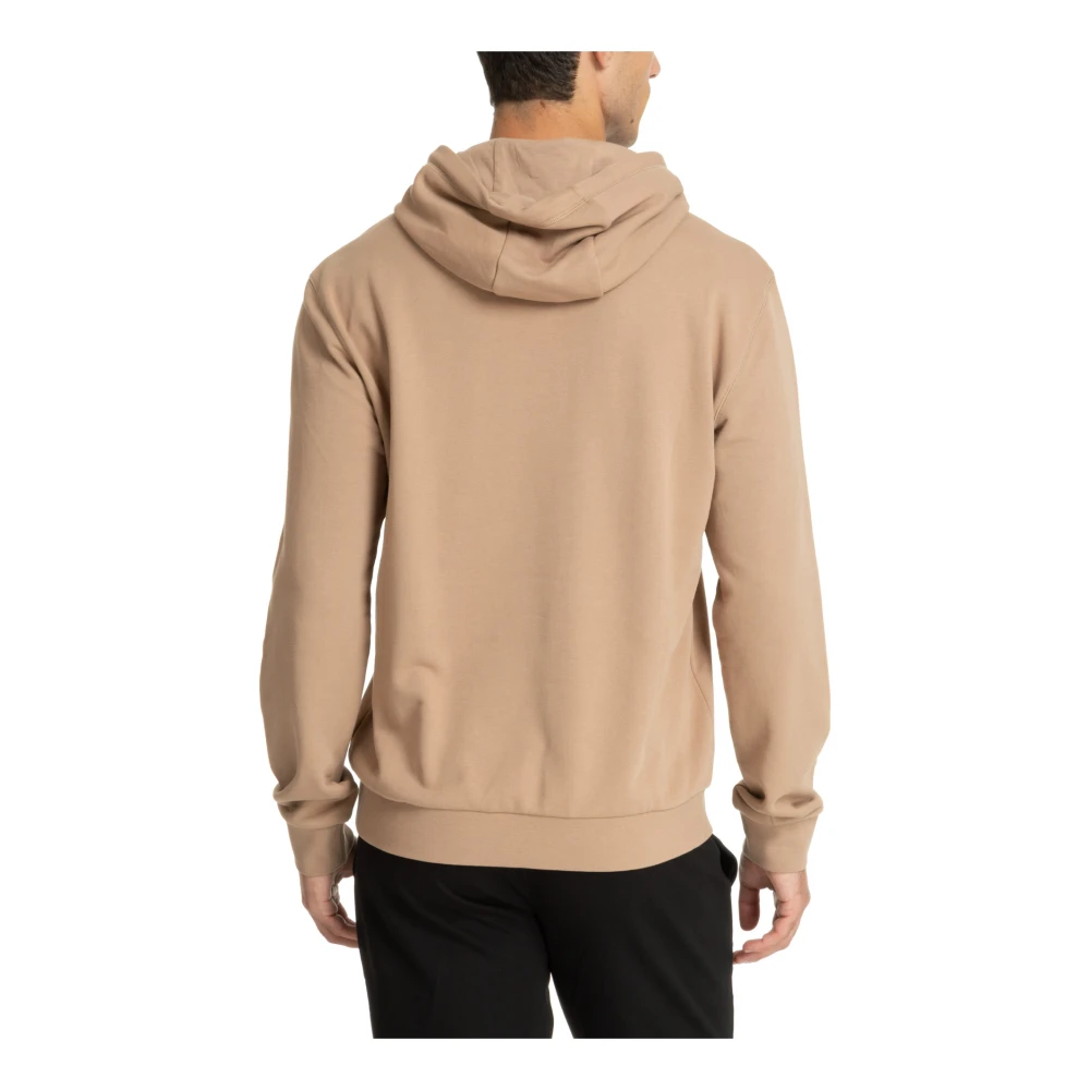Emporio Armani EA7 Trekkoord Patroon Logo Zak Hoodie Beige Heren