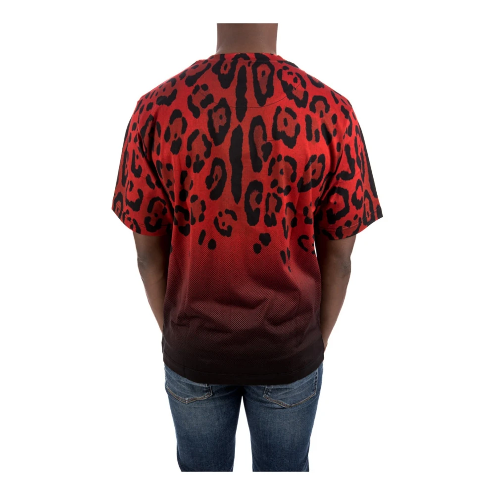 Dolce & Gabbana Animalier Katoenen T-Shirt Red Heren