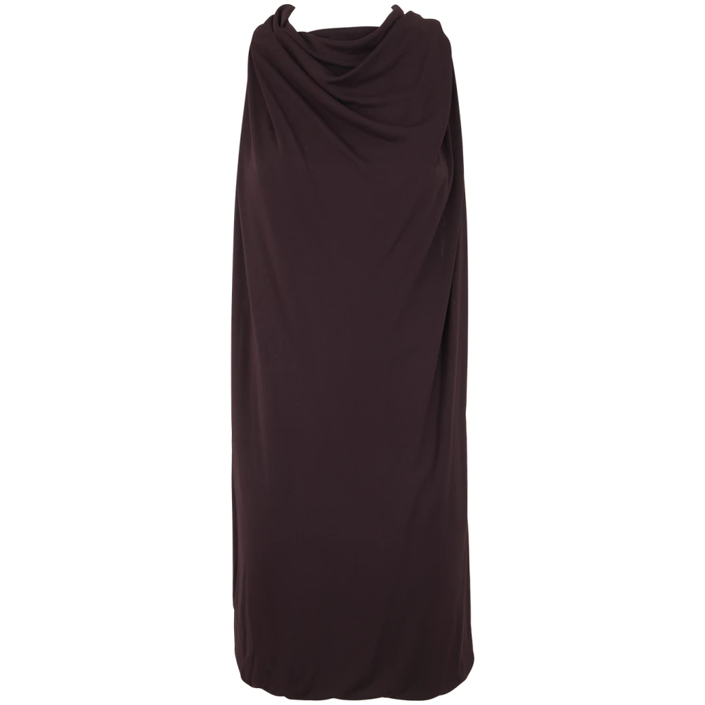 Lanvin Gedraaide Achterkant Knie Sjaal Jurk Brown Dames