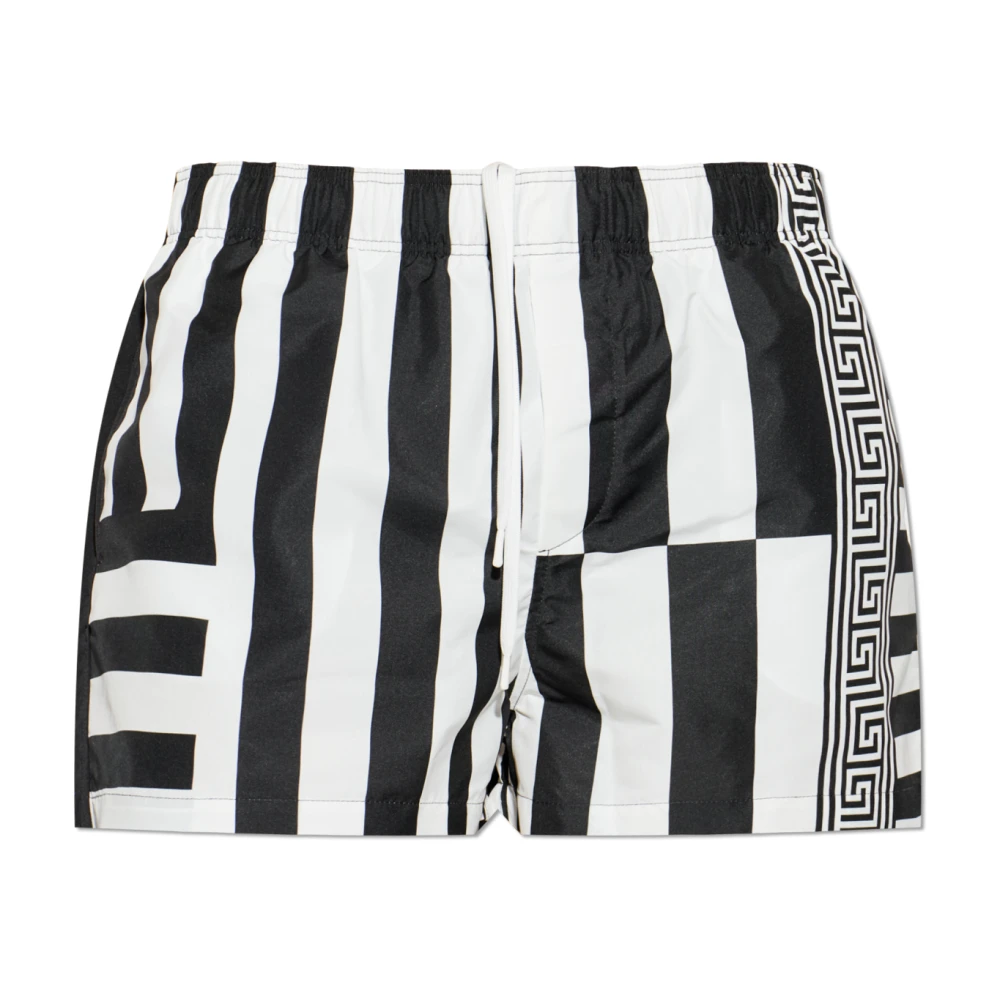 Versace Mannelijk Zwart Badmode Heren, L, Polyester, Gestreept Zwemshorts