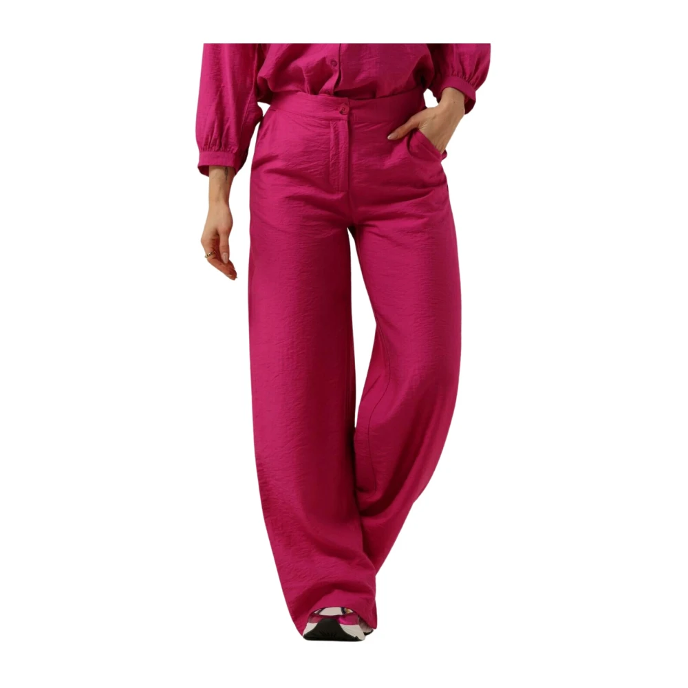 Pom Amsterdam Fuchsia Wijde Broeken Pink Dames
