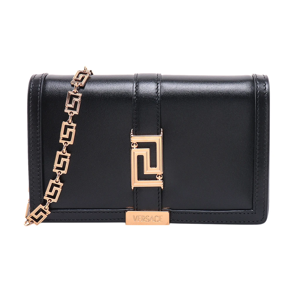 Versace Godin Leren Schoudertas Black Dames