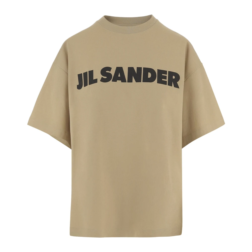 Jil Sander Women's Beige T-Shirts, Xs, Cotton T-Shirt With Logo