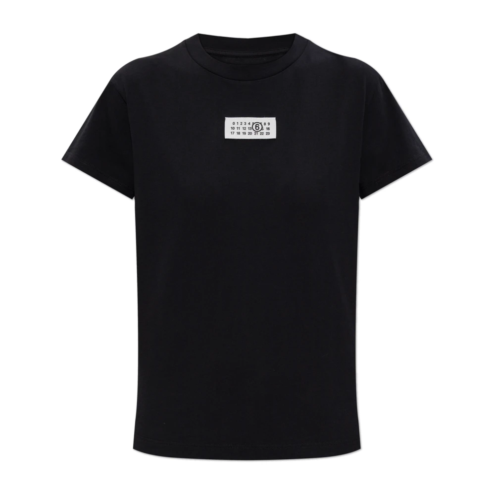 Mm6 Maison Margiela Women's Black T-Shirts, S, Numeric Logo T-Shirt