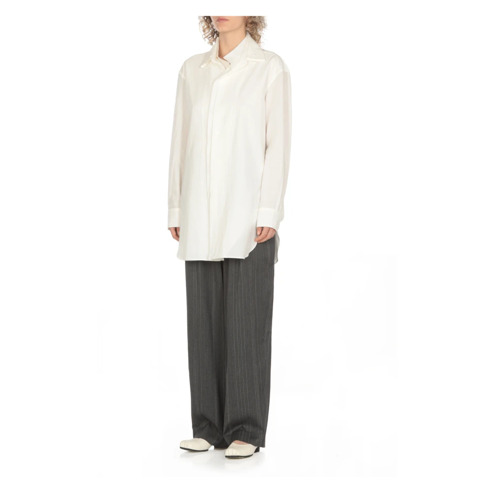 Y-3 Witte Viscose Shirt met Kraag White Dames