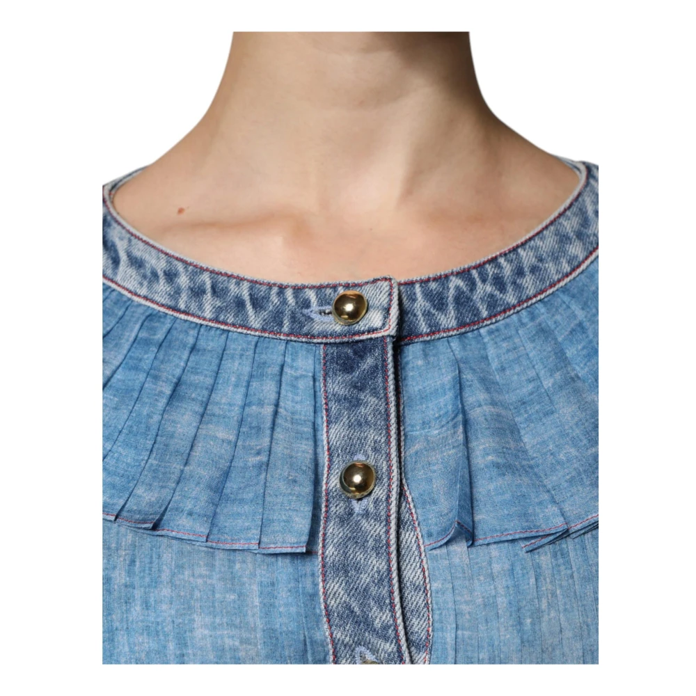 Philosophy di Lorenzo Serafini Blauwe Gelaagde Maxi Jurk met Logo Blue Dames