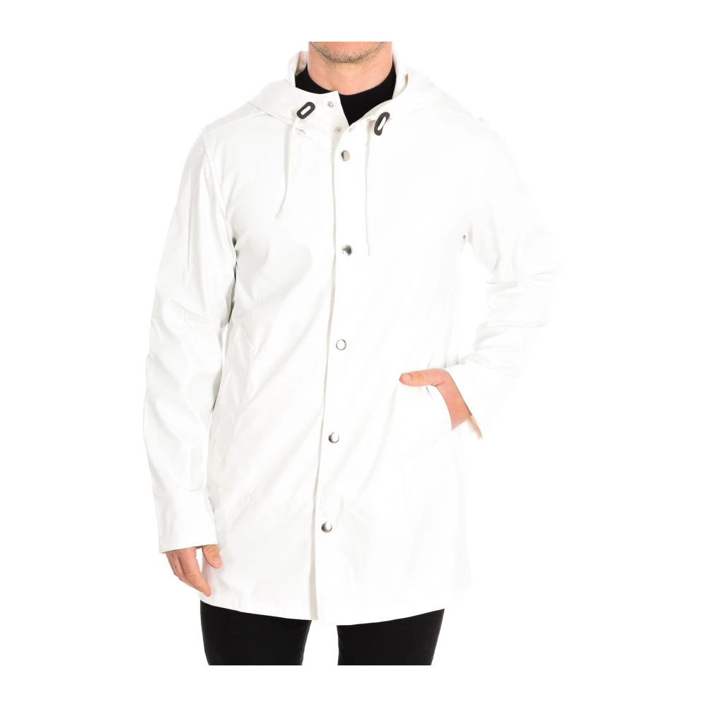 Benetton Witte Jas met Capuchon en Knopen White Heren