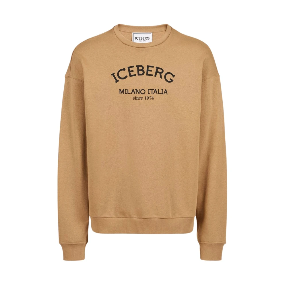 Iceberg Sweatshirt met ronde hals en logo Brown Heren