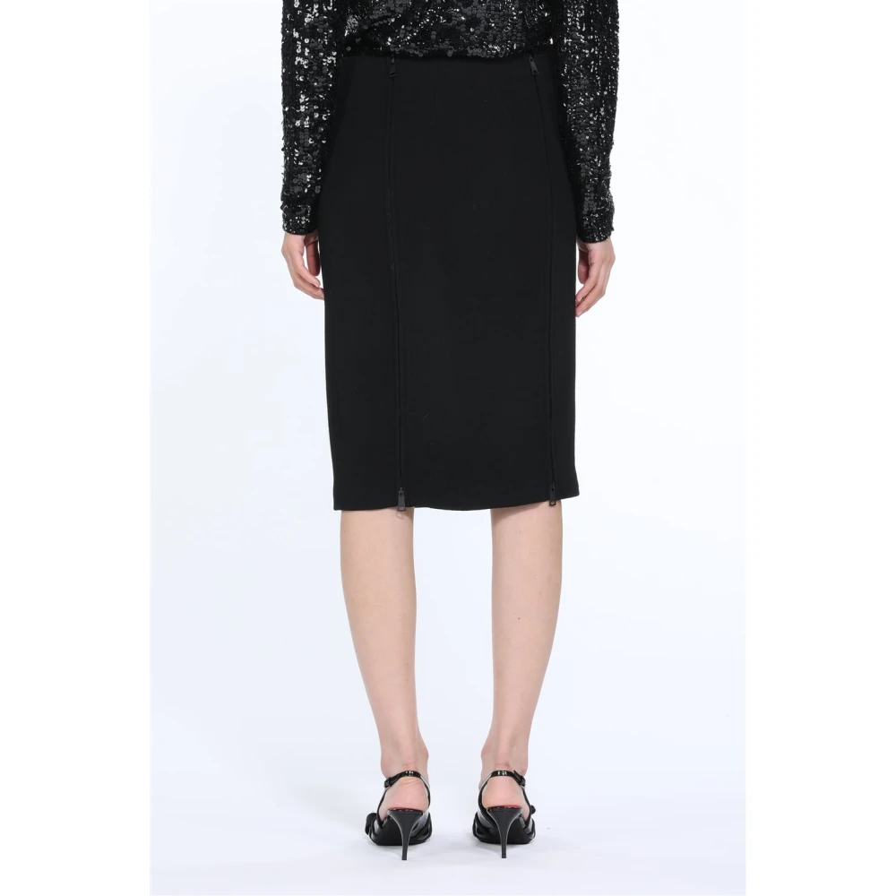 N21 Zwarte Wollen Midi Rok Black Dames