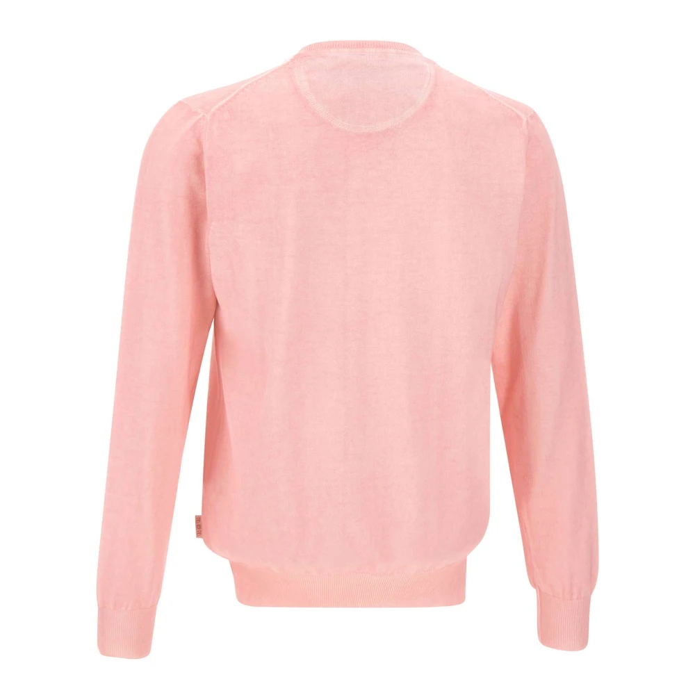 BOB Katoenen Trui Peony Ronde Hals Pink Heren