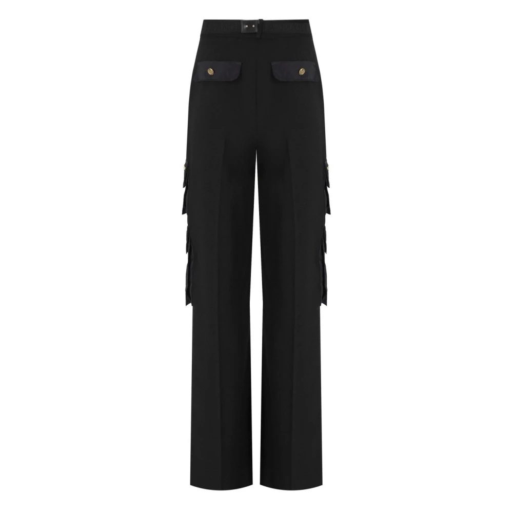 Elisabetta Franchi Zwarte Cargo Broek met Riem Black Dames