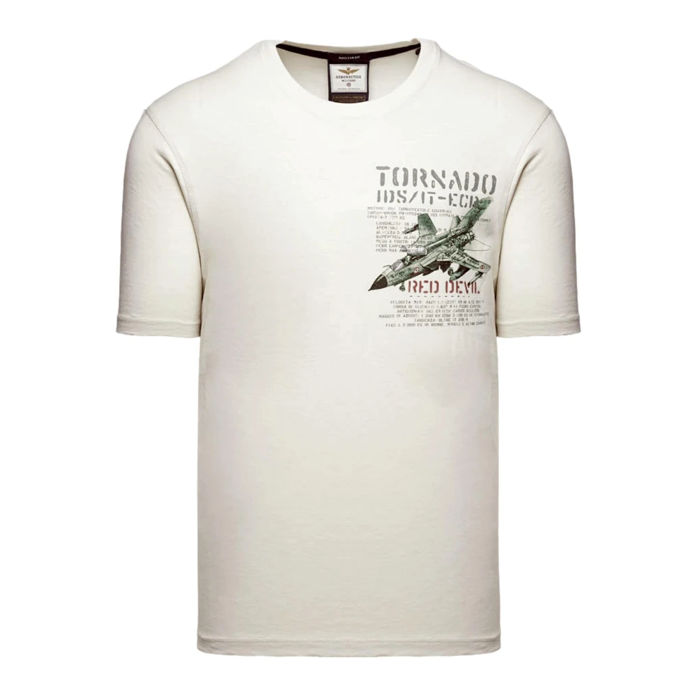 Aeronautica Militare Hombre Blanco - Camiseta De Algodón Con Estampado Tornado Ts 2537Uj 00727 - Tops - 2XL - Camiseta De Algodón Con Estampado Tornado Ts 2537Uj 00727