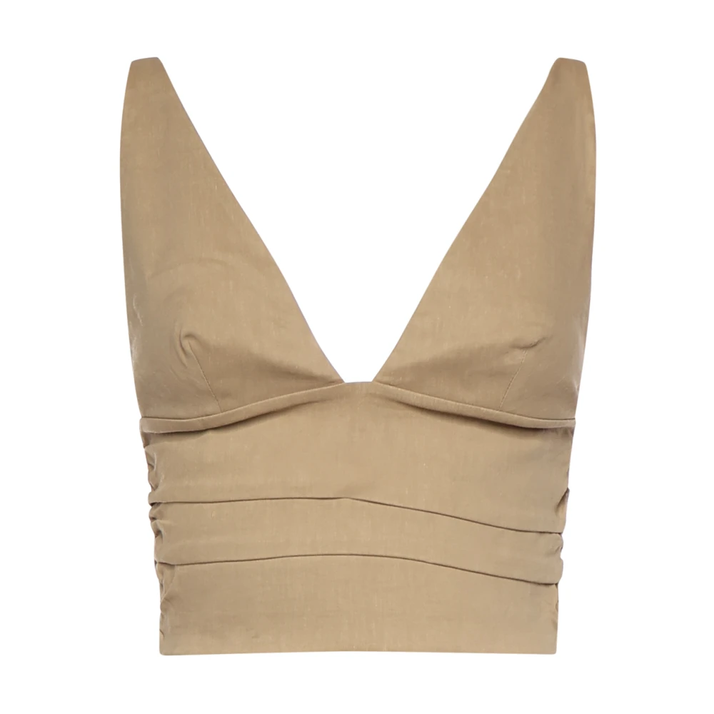 Pinko Women's Beige Sleeveless Top - Sleeveless Tops - L - Tops