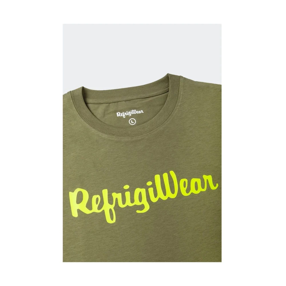 RefrigiWear Army Cotton Tee met contrastlogo Green Heren