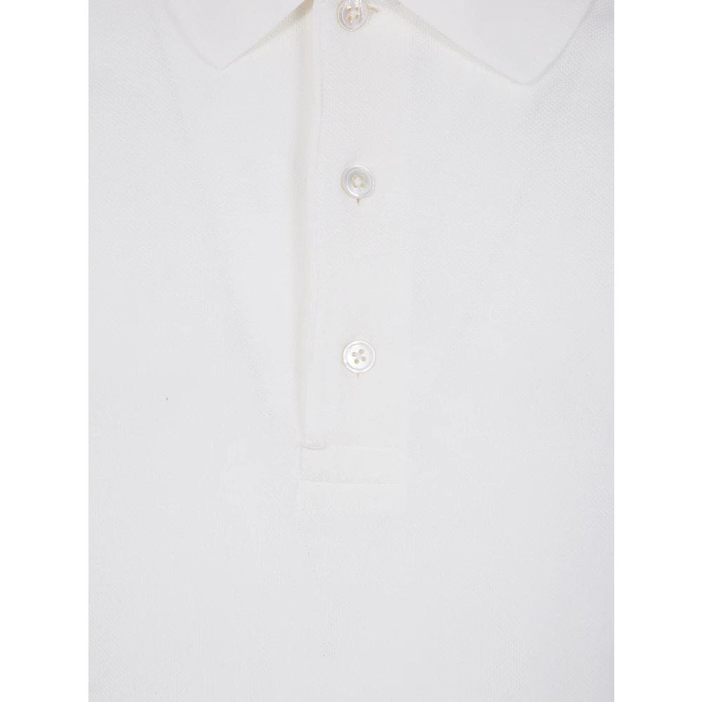 Tom Ford Wit Polo Shirt Gesneden en Genaaid White Heren
