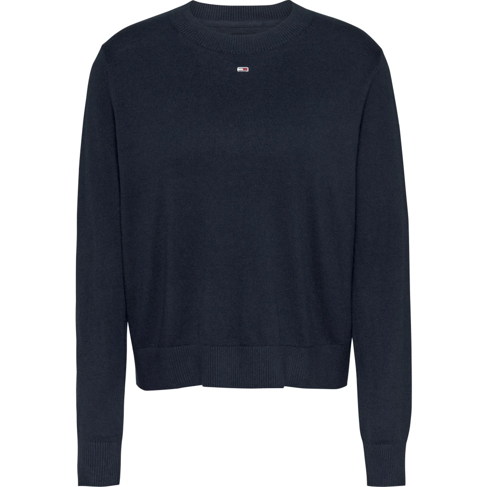 Tommy Jeans Klassieke Donkerblauwe Trui met Ronde Hals Blue Dames
