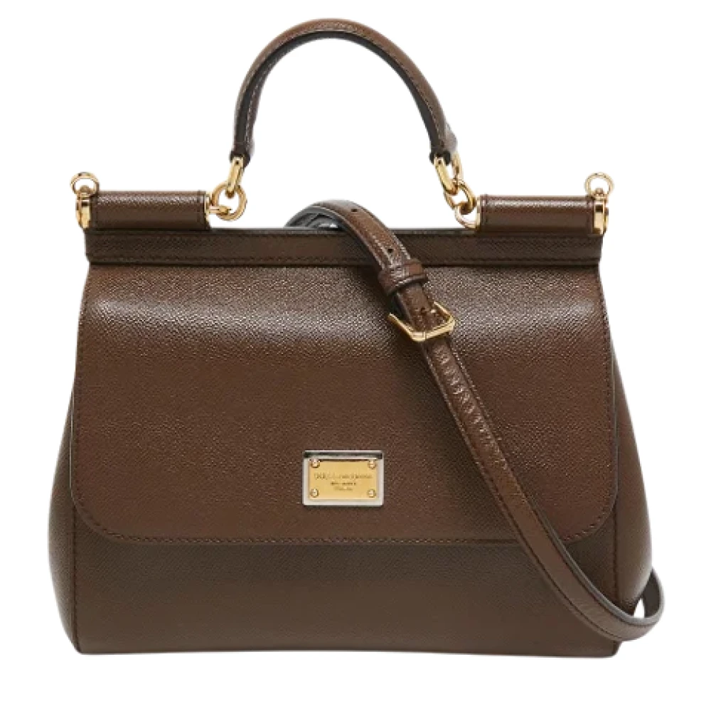 Dolce & Gabbana Pre-owned Leather handbags Brown Dames