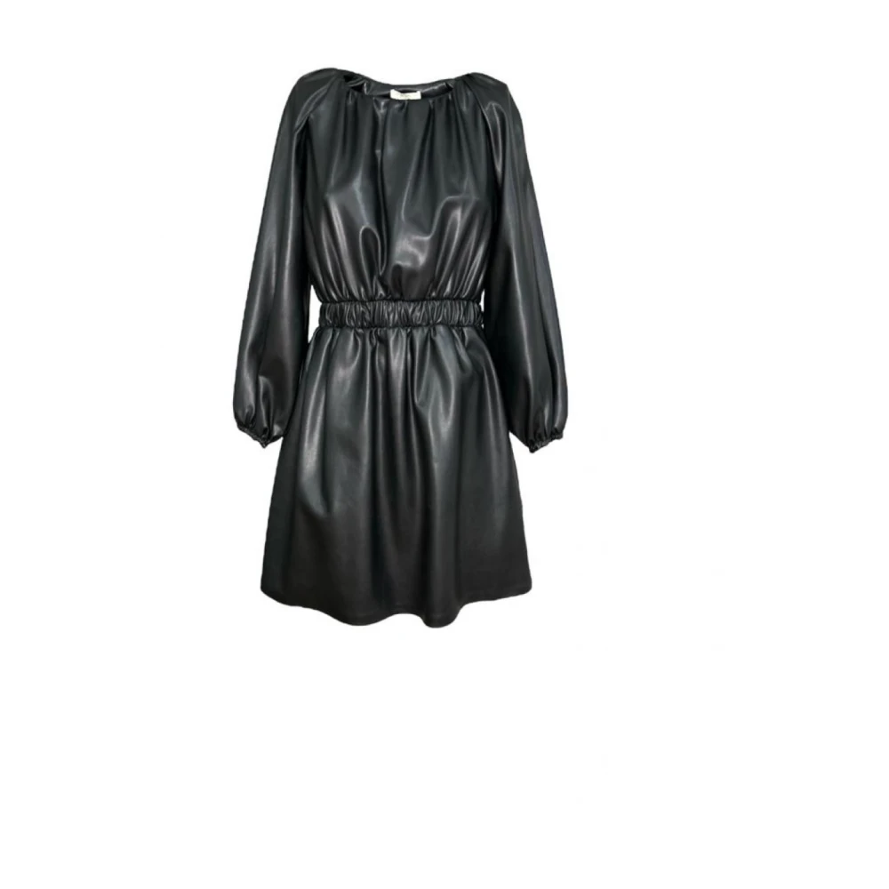 H2O Zwarte imitatieleren jurk met lange mouwen Black Dames