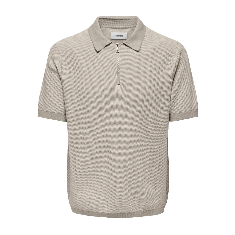 Only & Sons Matteo Zip Polo Cloud Dancer Zilveren Voering Beige Heren