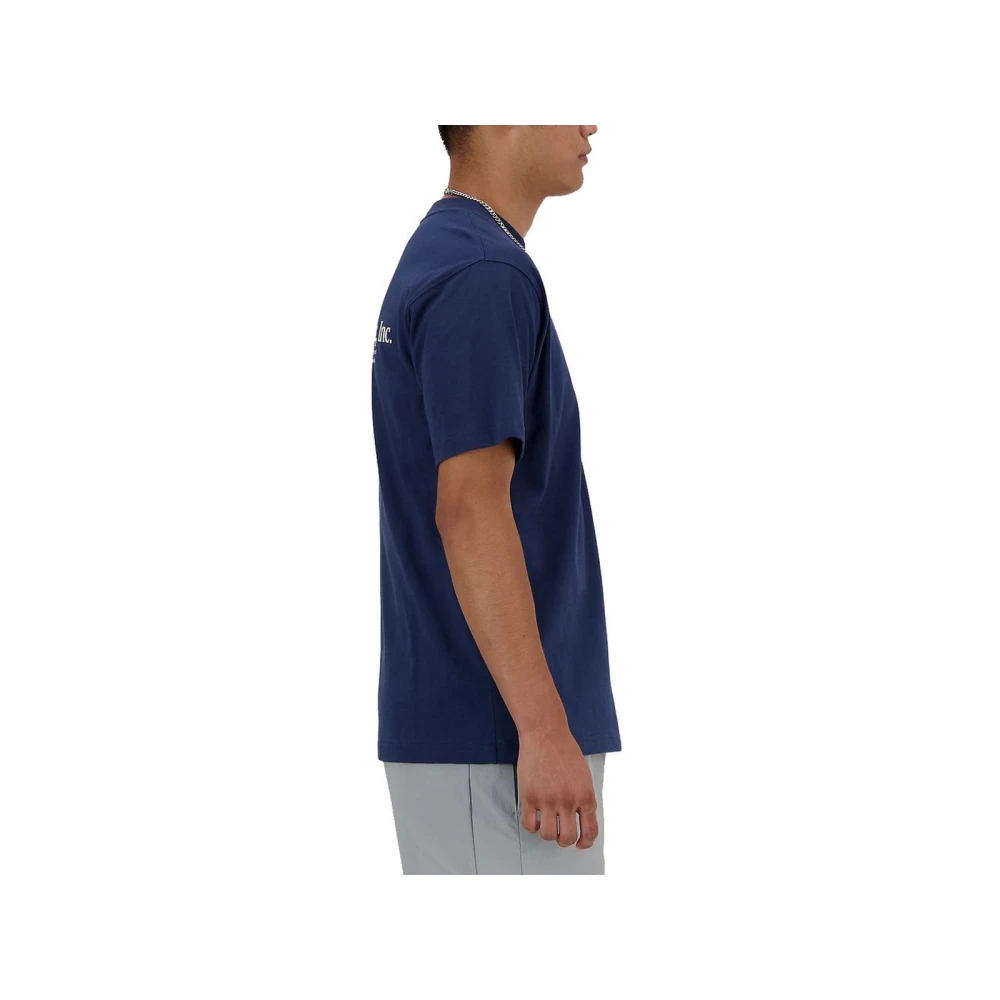 New Balance Blauw Katoenen Ronde Hals T-shirt Blue Heren