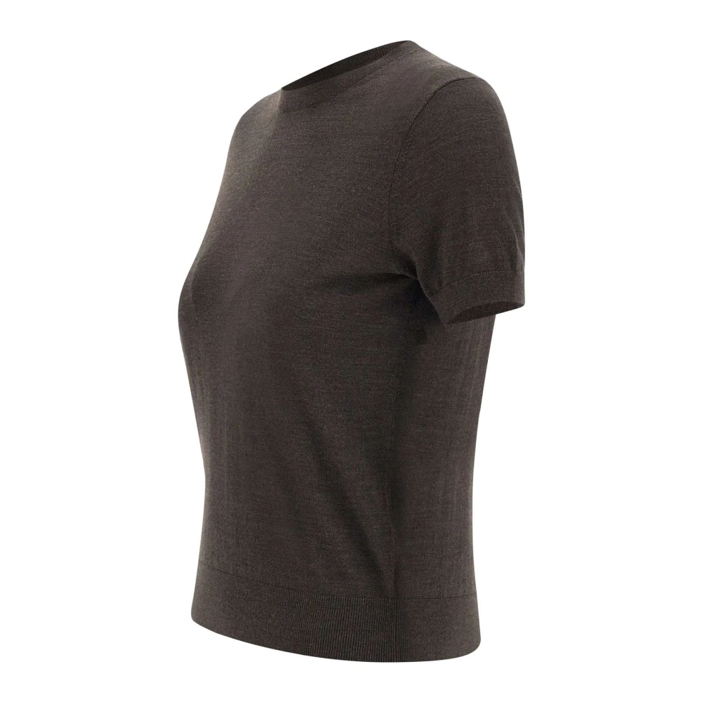 Theory Bruine Merinowol Ronde Hals Trui Brown Dames