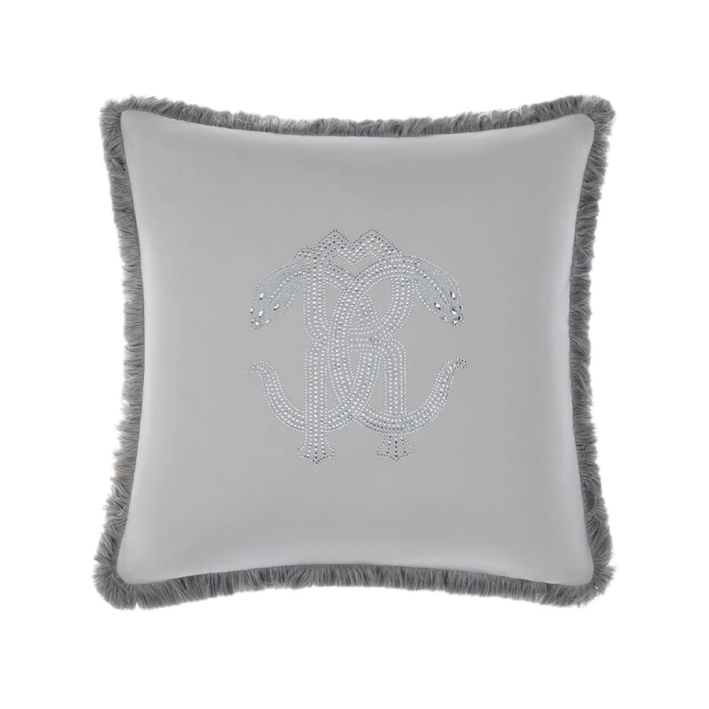 Roberto Cavalli Kristal Slangen Velvet Decoratief Kussen Gray Unisex