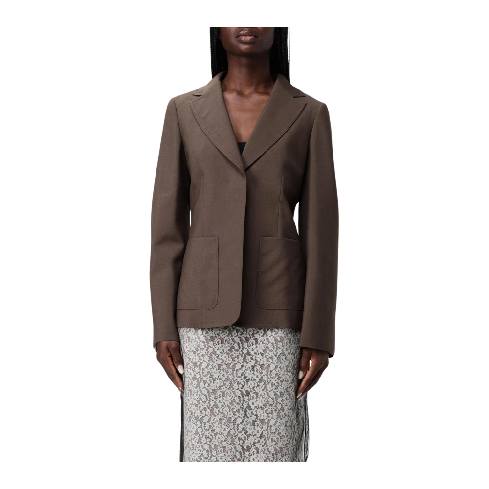 Fendi Women's Brown Woven Pocket Blazer