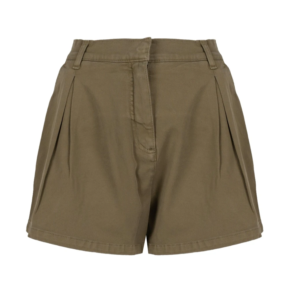 Pinko Denim Shorts met Voorplooien Green Dames