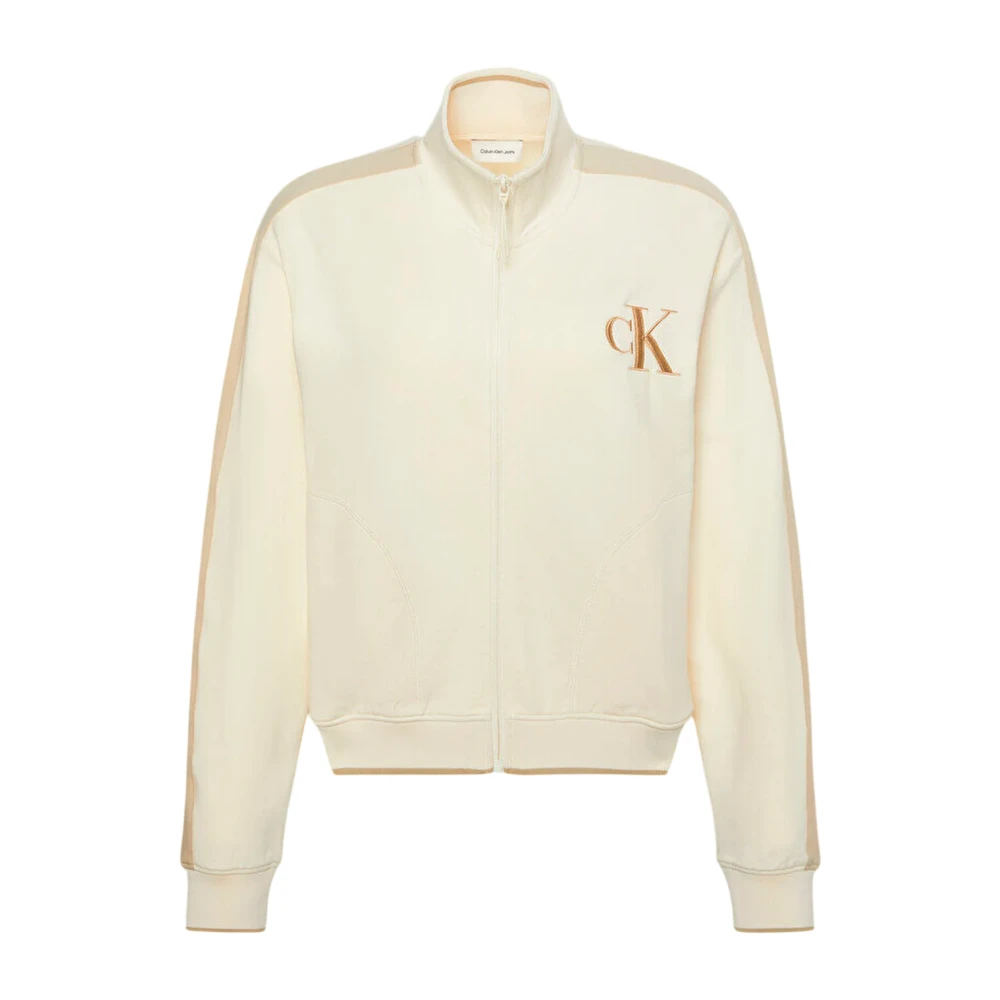Calvin Klein Women's Beige Zip-Throughs, S, Open Sweatshirt