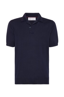 pull-polo-bleu-manches-courtes