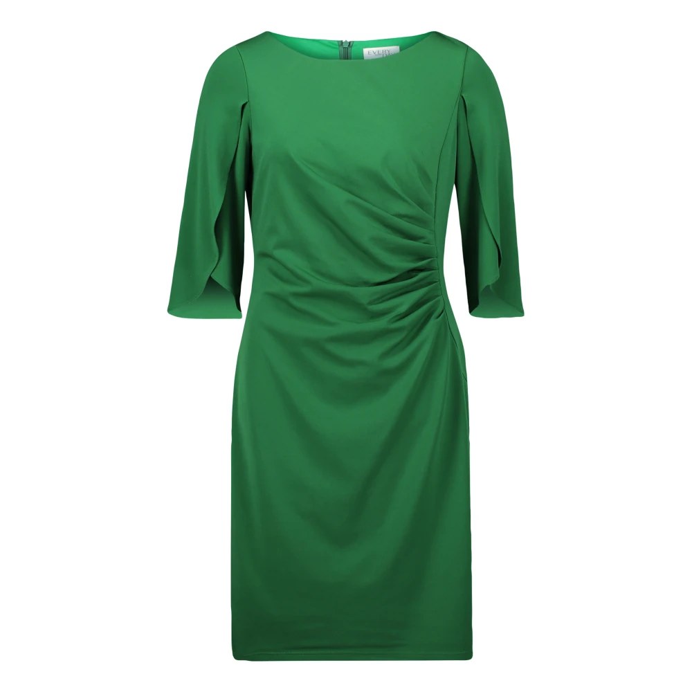 Vera Mont Elegante Jersey Jurk met 3 4 Mouwen Green Dames