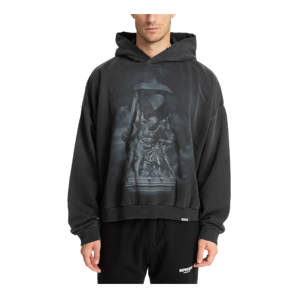 Represent Gestreepte Logo Hoodie Black Heren