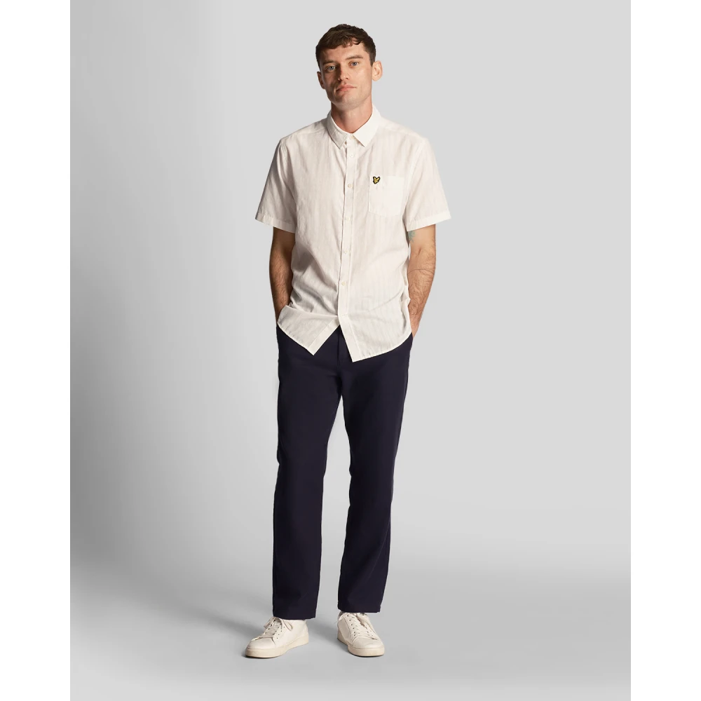 Lyle & Scott Gestreept Kortemouw Overhemd Beige Heren