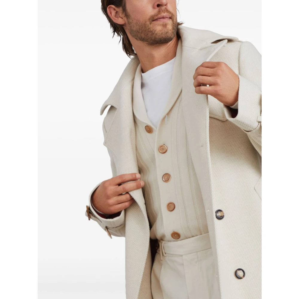 BRUNELLO CUCINELLI Witte Wollen Streepjas White Heren
