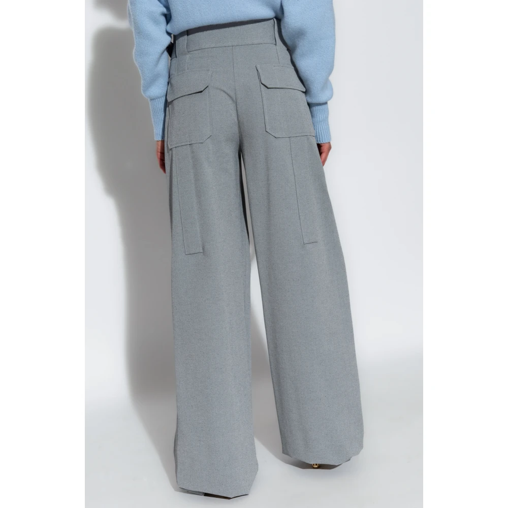 Salvatore Ferragamo Broek met leren inzetstuk Gray Dames