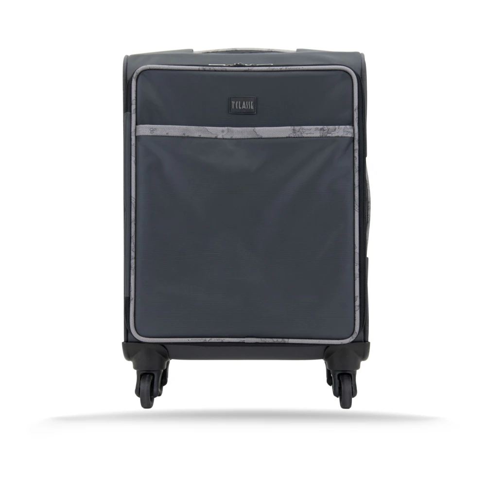 Alviero Martini 1A Classe Gray Cabin Bags, Unisex, One Size, Unisex Trolley With Geographical Print