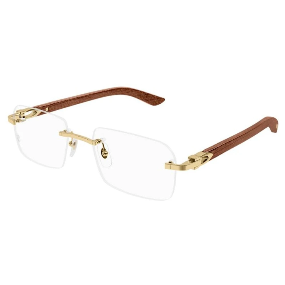 Cartier Men's Yellow Glasses, 56 Mm, Rectangle Optical Frame