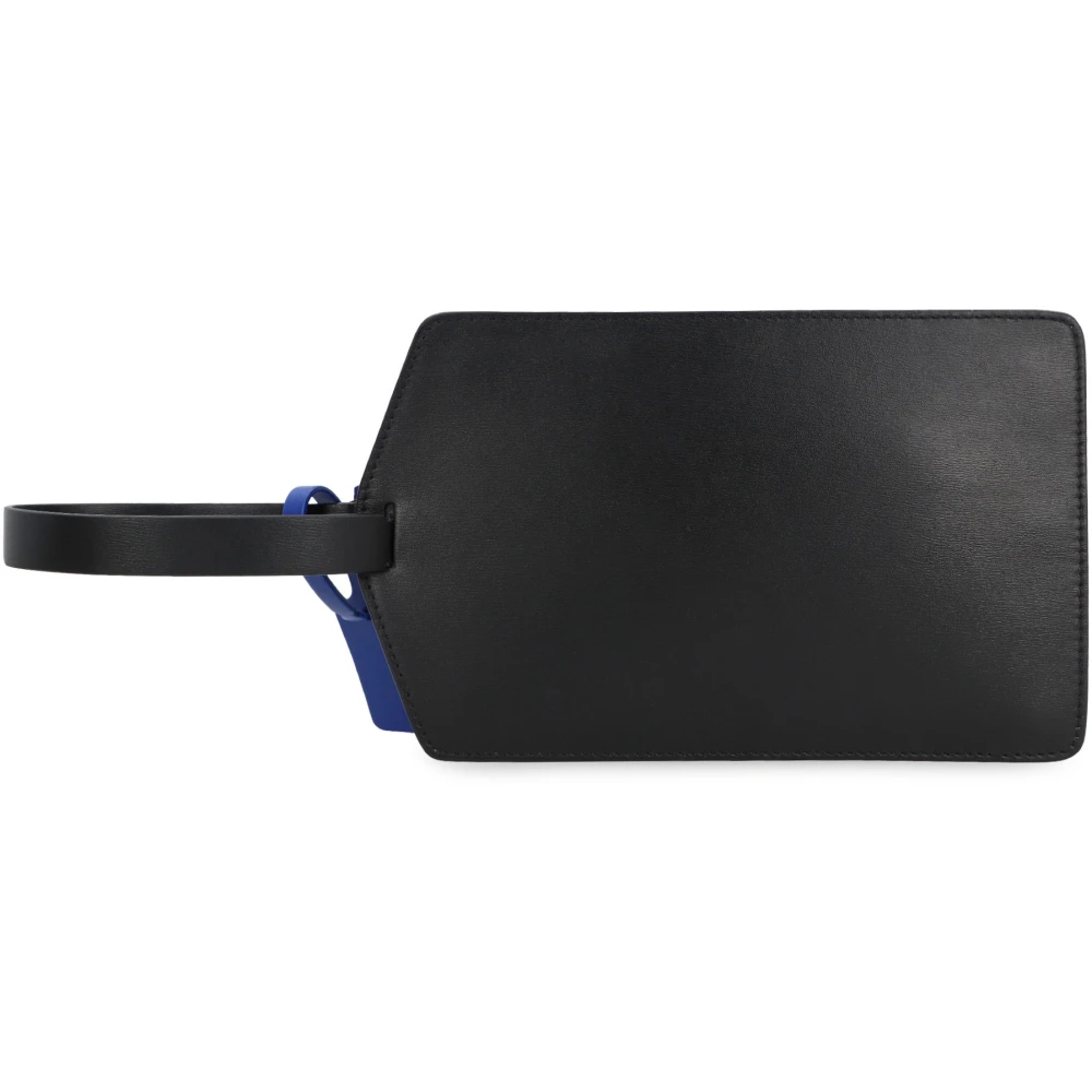 Off White Stijlvolle leren clutch met logocharme Black Dames