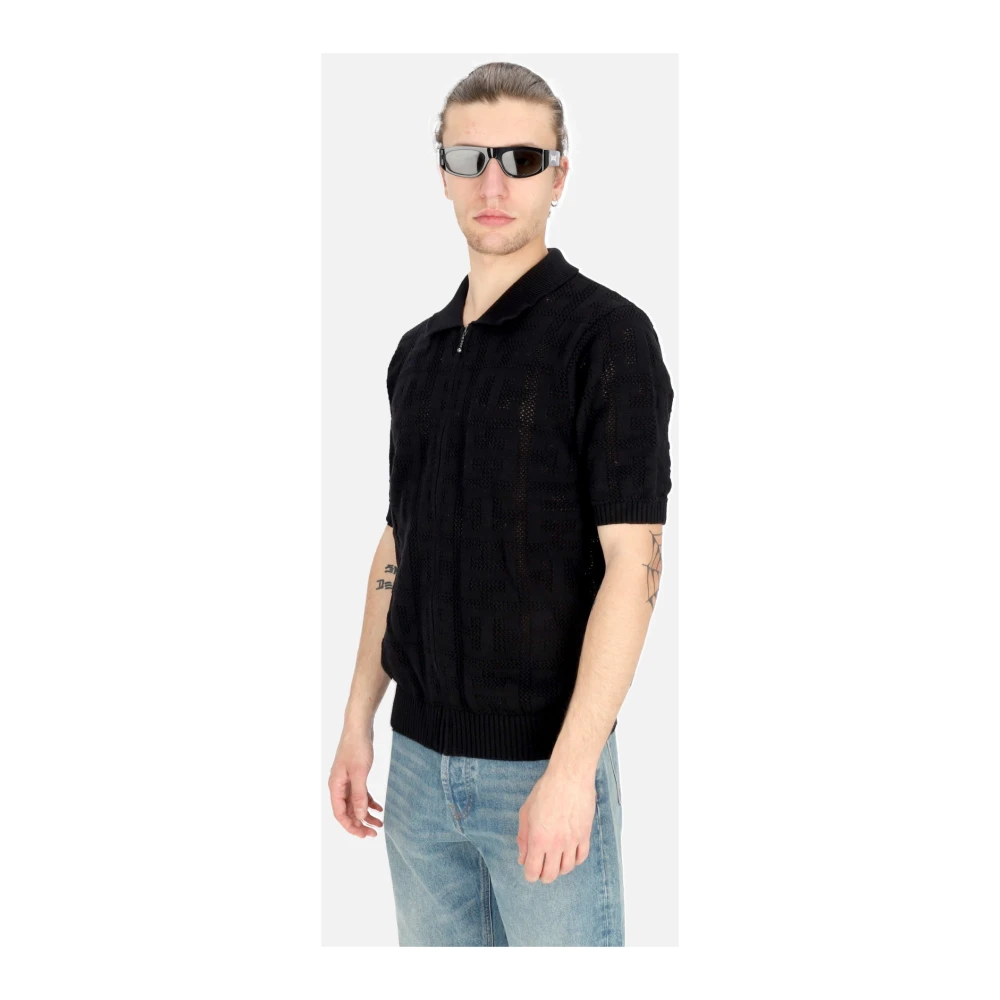 HUF Monogram Jacquard Zip Polo Sweater Black Heren