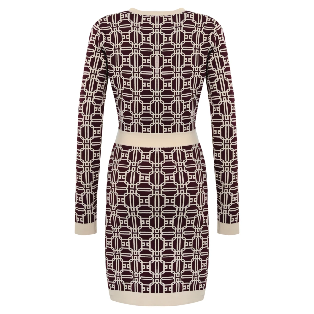 Elisabetta Franchi Korte Viscose Jacquard Jurk Multicolor Dames