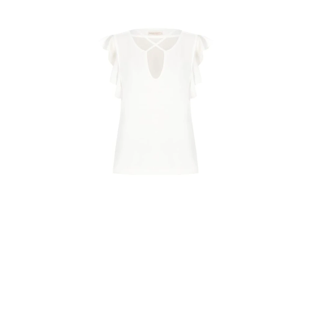 RINASCIMENTO Effen kleur blouse met kruisbandjes White Dames