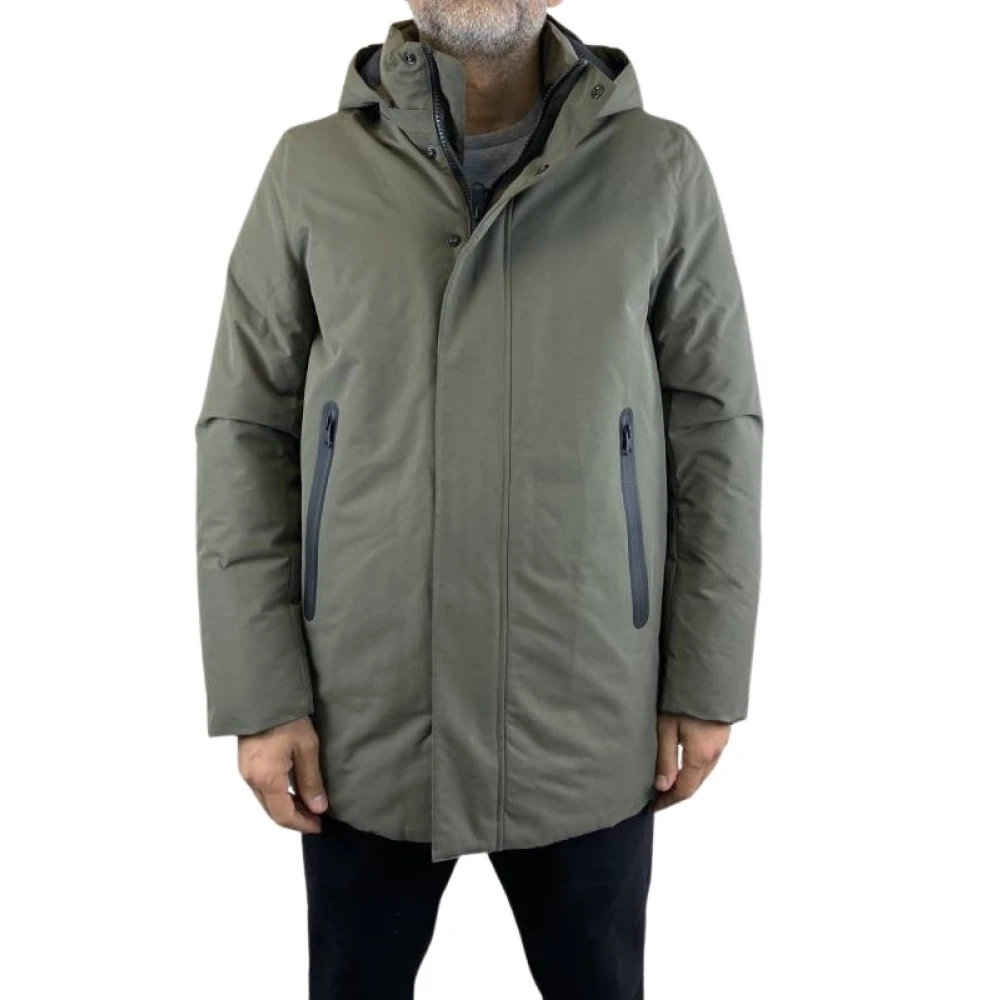 Ecoalf Groene Parka Jas met Capuchon Green Heren