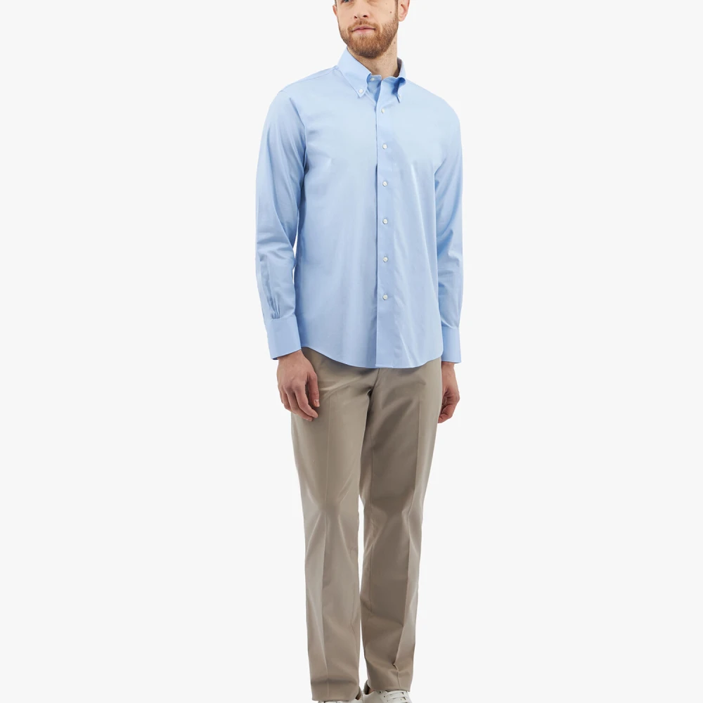 Brooks Brothers Lichtblauw Regular Fit Non-Iron Stretch Supima Katoenen Twill Overhemd met Knoop-Down Kraag Blue Heren