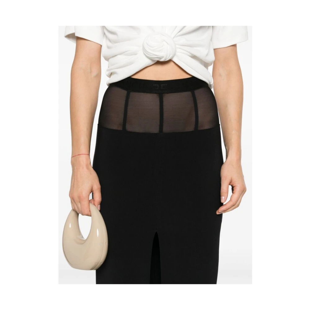 Elisabetta Franchi Zwarte Rok met Doorzichtige Panelen Black Dames